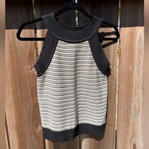 Indigenous - Striped Black and Cream Halter Top 100% cotton - size Small